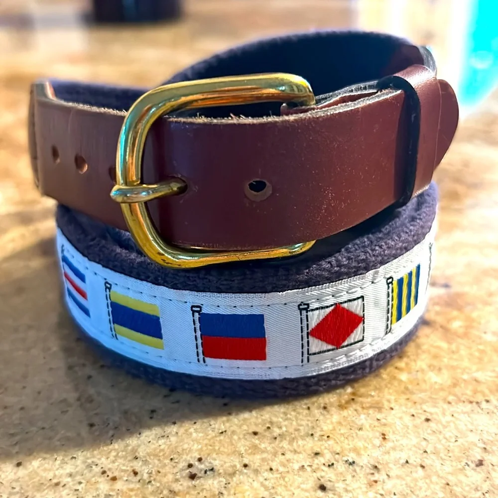 PREPPY NAUTICAL FLAG BELT Sz 36